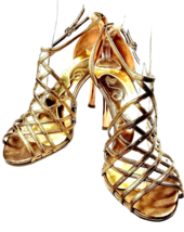 Women High Heel Cage Sandal Size 9.5 Bronze Leather Stiletto JESSICA BEN... - £21.95 GBP