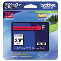 Brother Tape, Black on Red, 9mm (TZE-421), 3/8, TZe421 - £16.20 GBP