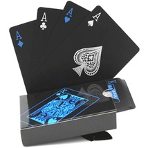 Black Gold Playing Card Poker Game Deck blue Silver Poker Suit Plastic M... - £9.93 GBP