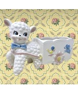 1950s Ceramic Lamb &amp; Cart Planter Pot Kitsch Bird Rattle Flower Baby Ina... - €29,41 EUR