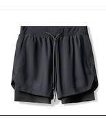 Men&#39;s Athletic Shorts With Built In Compression Shorts - £31.46 GBP