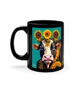 Floral Crown Cow Funny Artist Mug Fresia Cowlo Frida Kahlo Style 11 oz  - £14.25 GBP