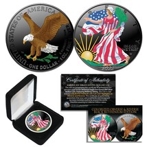 Dual Black Ruthenium &amp; Colorized 2023 1 Oz Silver American Eagle Us Coin Type 2 - £67.25 GBP