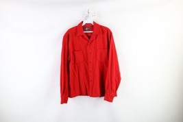 Vtg 40s 50s Rockabilly Mens Large Distressed Wool Looped Collar Button Shirt USA - £79.09 GBP