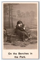 RPPC Bamforth Romance On the Benches In The Park DB Postcard V1 - £3.85 GBP