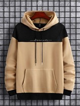 Look Time Life Homme Men Two Tone Letter Graphic Kangaroo Pocket Drawstr... - $39.87