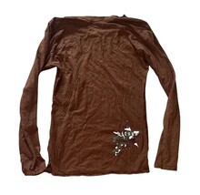 Kitson Los Angeles Brown Graphic Long Sleeve T-Shirt Women’s Small USA image 6