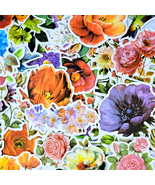 50 PCS Vintage Beautiful Flower Sticker Pack, Garden Nature Colorful Sti... - £10.79 GBP