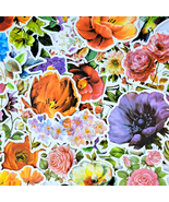 50 PCS Vintage Beautiful Flower Sticker Pack, Garden Nature Colorful Stickers - $13.50