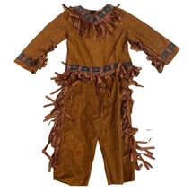 Dress Up Clothing Brown Faux Suede Top &amp; Pants Indian Fringe Age 4-6 - $19.20