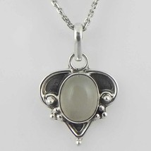 925 Sterling Silver Chalcedony Handmade Necklace 18&quot; Chain Festive Gift PS-2006 - £24.95 GBP
