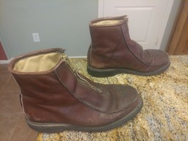 Double H Insulated Stadium Boots Leather Mens sz 10 D Brown Zipper Front - $54.45