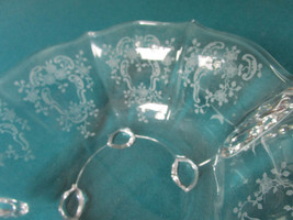 FOSTORIA BAROQUE Meadow Rose Elegant Glass Etched FOOTED BOWL [*GL13] - $123.75