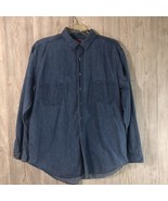Vtg Marlboro Western Button Down Denim Shirt Men&#39;s Size XL Long Sleeve Blue - £18.57 GBP