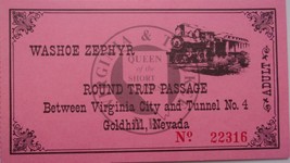 Washoe Zephyr Round Trip Passage Goldhill Nevada Used Ticket - £1.56 GBP