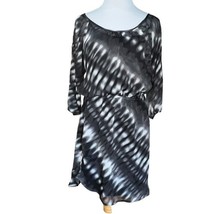 Express Sheer Size M Black Dress White Accent/Criss Cross Back/Black Und... - $10.91
