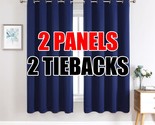 63-Inch-Long Navy Blue Miuco 2 Panels Room Darkening Thermal Insulated G... - £33.00 GBP