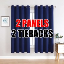 63-Inch-Long Navy Blue Miuco 2 Panels Room Darkening Thermal Insulated Grommet - £31.32 GBP