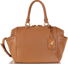 Dvf Sutra Bold Duffle Deer Grain Saddle Brown Leather Shoulder Tote Bagnwt! - £245.50 GBP