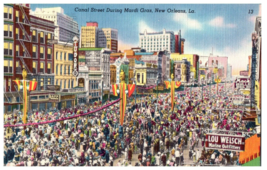 View of Canal St. Mardi Gras New Orleans, Louisiana Parade Postcard - £5.38 GBP