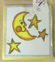 Unmounted Cling Rubber Stamp Smiling Crescent Moon &amp; 3 Stars  Albritton NIP - £1.99 GBP