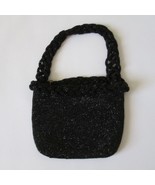 Vintage Heavy Beaded Purse Black Caviar Glass Micro Beads Braided Strap ... - £48.10 GBP