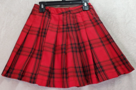 FOREVER 21 A Line Skirt Womens Small Red Plaid 100% Polyester Dollskill Pleated - £12.39 GBP