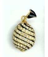 Russian Faberge Egg Pendant Swirling gems with Black enamel, more - $598.20 MXN