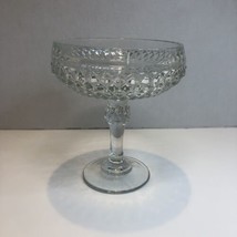 Indiana Glass Diamond Cut Pedestal Candy/Compote Dish Clear Diamond Poin... - $14.84