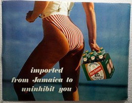 Vintage Pinup Poster Red Stripe Beer View of Backside - £10.61 GBP