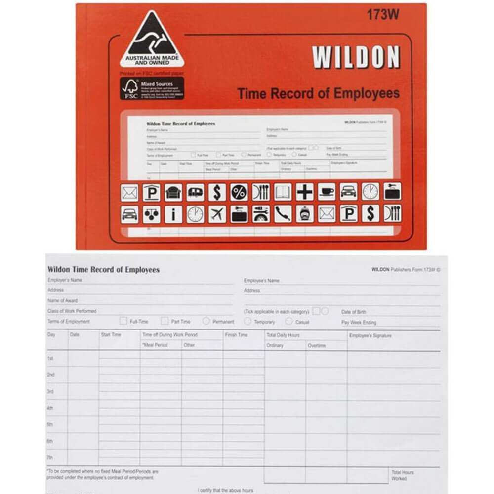 Wildon Time Record of Employees Book - $32.83