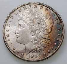 1887 $1 Silver Morgan Dollar in Choice BU Condition, Toned, Excellent Eye Appeal - £136.45 GBP