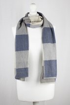 Box Checks Twill Weave Cotton Scarf - Grey Beige - £23.98 GBP