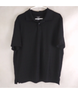 Haggar Men&#39;s Solid Black 100% Polyester Polo Shirt Size Large - $14.84