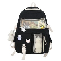 New Buckle Badge Women Backpack Candy Color Fashion Cute Schoolbag Shoulder Stud - £36.55 GBP