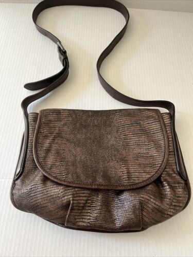 Primary image for Coccinelle Brown Textured Distressed Leather Flap Hobo Shoulder Handbag