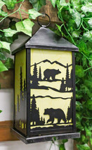 Rustic Black Bear Scenic Forest Mountains Electric Metal Wall Or Floor L... - $69.99