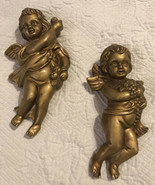 Vtg Pr. Cherub Angels Wall Decor Gold Hollywood Regency Japan made Grape... - $522.44 MXN