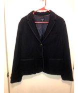 Lands End Womens SZ 12 Wool Blend Tuxedo Look 2 Button Blazer Jacket Nav... - €17,18 EUR