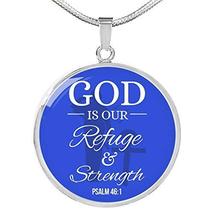 Express Your Love Gifts God is Our Refuge Psalm 46:1 Circle Necklace Stainless S - £35.28 GBP