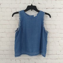 Thread + Supply Top Womens XS Blue Chambray Sleeveless Raw Hem Tank Tencel - £16.54 GBP