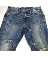 Studded Ripped Distressed Slim Jeans Mens 33x30 (really 32x29) Blue - $37.74