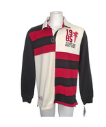 NEW Vintage Tommy Hilfiger Rugby Shirt! Red Black &amp; Creme Colorblock Str... - $108.04 CAD