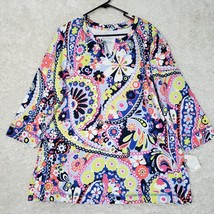 T by Talbots Shirt Womens XL Petite Colorful UPF 50 Floral Long Sleeve P... - $28.48