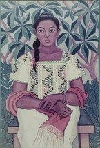 RARE Eugenia Louis SELF PORTRAIT - San Miguel de Allende - Mexico Naif A... - £342.15 GBP