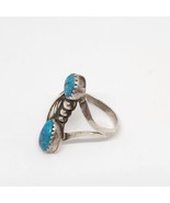 Sterling Silver Turquoise Ring w/ Feather Detail 925 Navajo Mexico Size 5.5 - £26.61 GBP