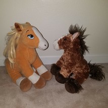 2 BABW Horses Plush Lot Build A Bear Tan Palomino Brown Pawsome Pony Clydesdale - £27.20 GBP