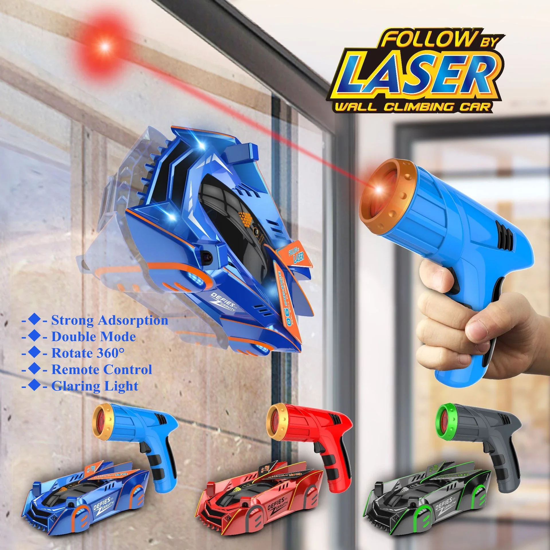 RC Car Stunt Infrared Laser Tracking Wall Ceiling Climbing Follow Light Remote - £27.12 GBP