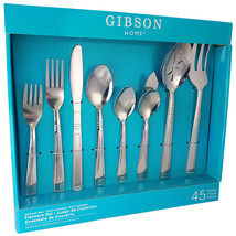 Gibson Home Astonshire 45 Piece Stainless Steel Tumble Finish Flatware Set - £55.52 GBP