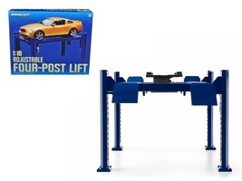 Adjustable Four Post Lift Blue for 1/18 Scale Diecast Model Cars by Greenlight - £52.16 GBP